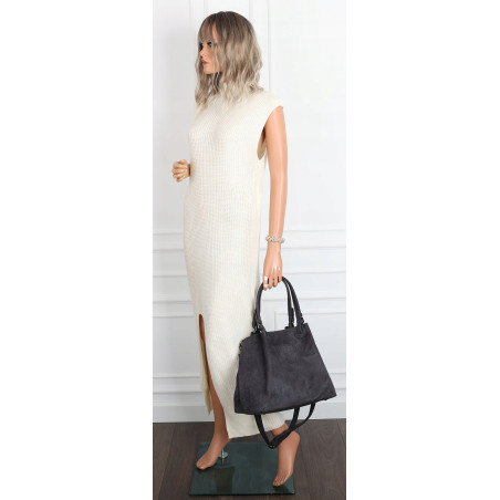 Torebka damska zamszowa worek shopper na ramię listonoszka PB140 Szara