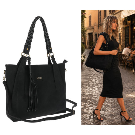 Torebka Damska Worek Shopper Torba na Ramię duża pajemna CC6611 Czarna