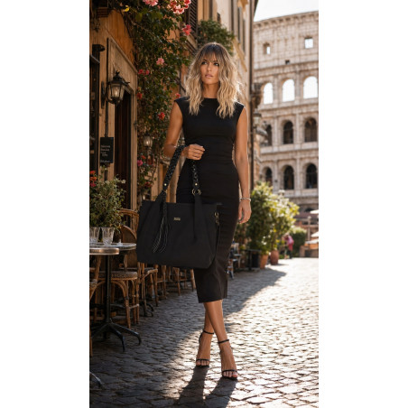 Torebka Damska Worek Shopper Torba na Ramię duża pajemna CC6611 Czarna