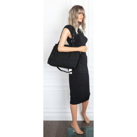 Torebka Damska Worek Shopper Torba na Ramię duża pajemna CC6611 Czarna