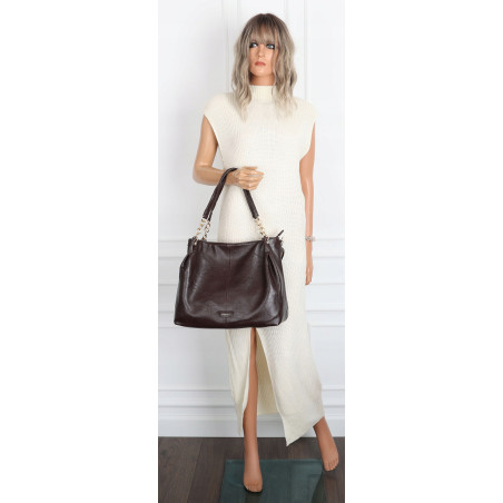 Torebka damska shopper A4 elegancka torba duża do pracy PJ281 Czekoladowa