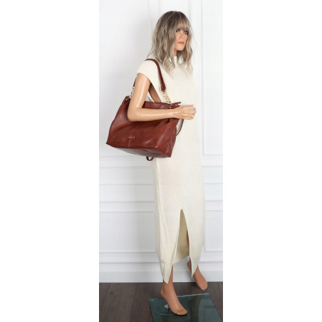 Torebka damska shopper A4 elegancka torba modna duża do pracy PJ281 Brązowa