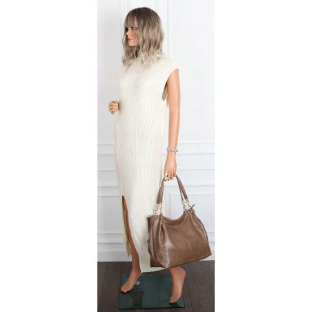 Torebka damska shopper A4 elegancka torba duża modna do pracy PJ281 Beżowa