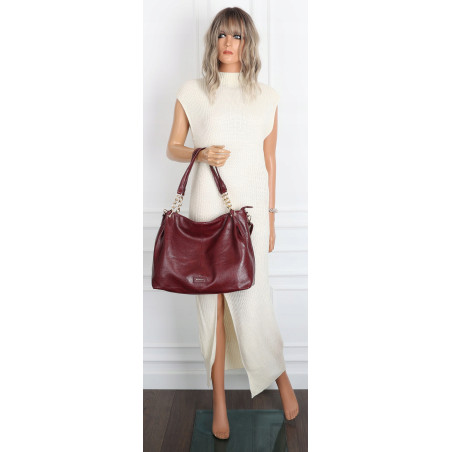 Torebka damska shopper A4 elegancka torba duża modna do pracy PJ281 Bordowa