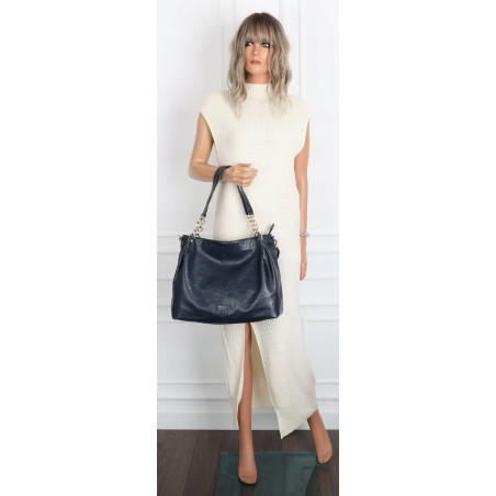 Torebka damska shopper A4 elegancka torba duża do pracy PJ281 Granatowa