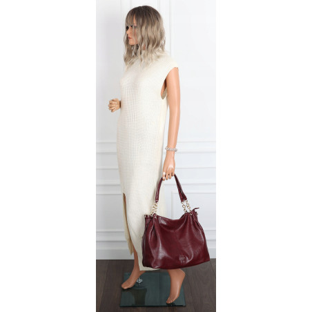 Torebka damska shopper A4 elegancka torba duża modna do pracy PJ281 Bordowa