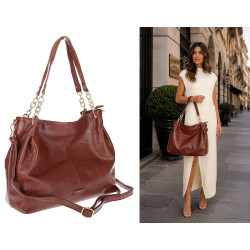 Torebka damska shopper A4 elegancka torba modna duża do pracy PJ281 Brązowa