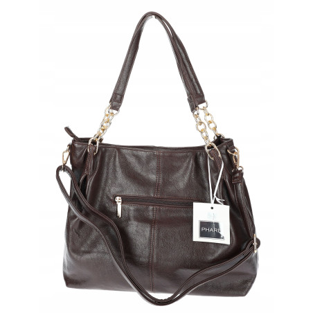 Torebka damska shopper A4 elegancka torba duża do pracy PJ281 Czekoladowa