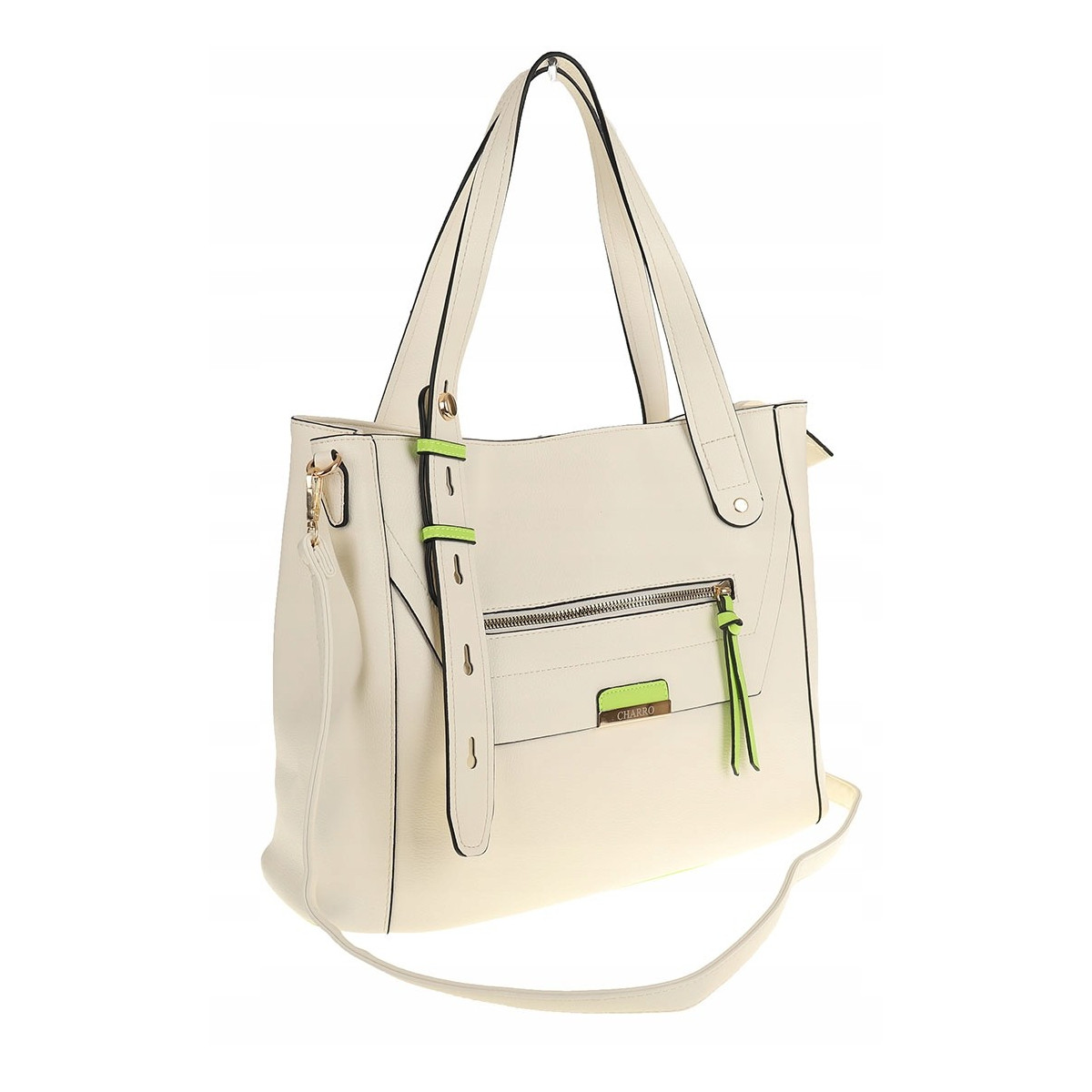 CHARRO Elegancka Torebka Damska kuferek listonoszka CH736244 White