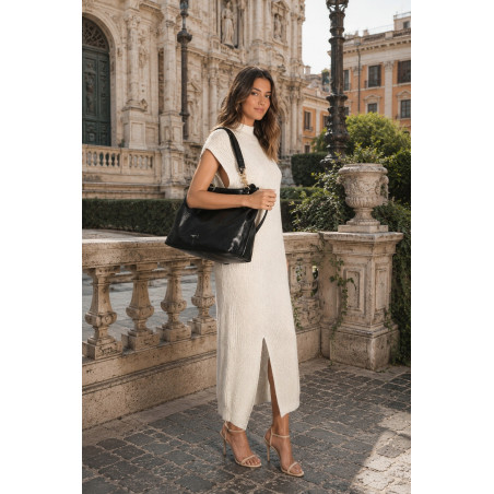 Torebka damska shopper A4 elegancka torba duża modna do pracy PJ281 Czarna