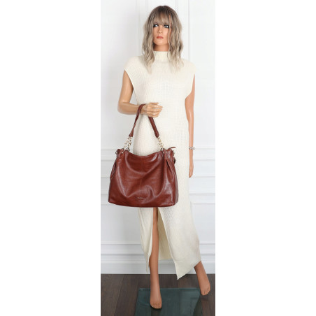 Torebka damska shopper A4 elegancka torba modna duża do pracy PJ281 Brązowa