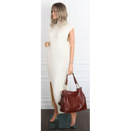 Torebka damska shopper A4 elegancka torba modna duża do pracy PJ281 Brązowa