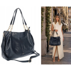 Torebka damska shopper A4 elegancka torba duża do pracy PJ281 Granatowa