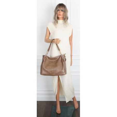 Torebka damska shopper A4 elegancka torba duża modna do pracy PJ281 Beżowa