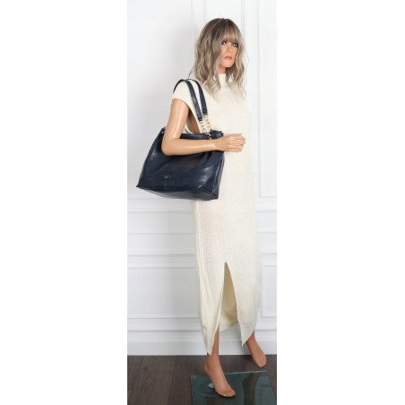 Torebka damska shopper A4 elegancka torba duża do pracy PJ281 Granatowa
