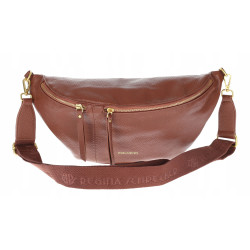 Torebka damska nerka listonoszka crossbody szeroki pasek RS941 Brązowa