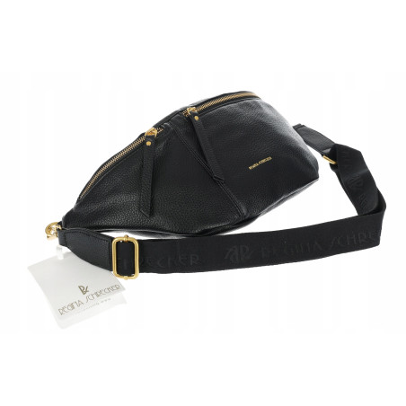 Torebka damska nerka torba listonoszka crossbody szeroki pasek RS941 Czarna