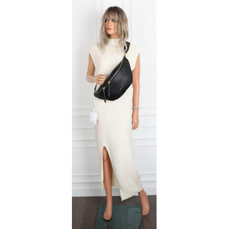 Torebka damska nerka torba listonoszka crossbody szeroki pasek RS941 Czarna