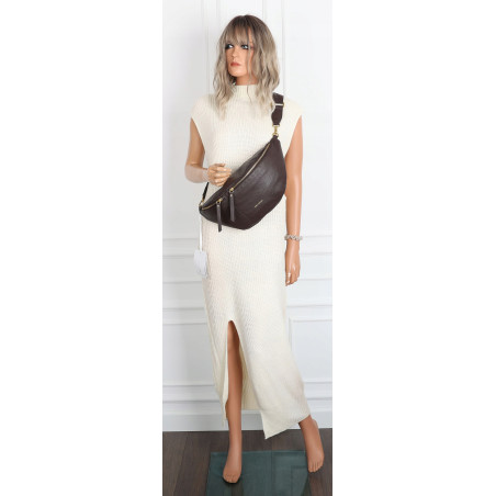 Torebka damska nerka listonoszka crossbody szeroki pasek RS941 Czekoladowa