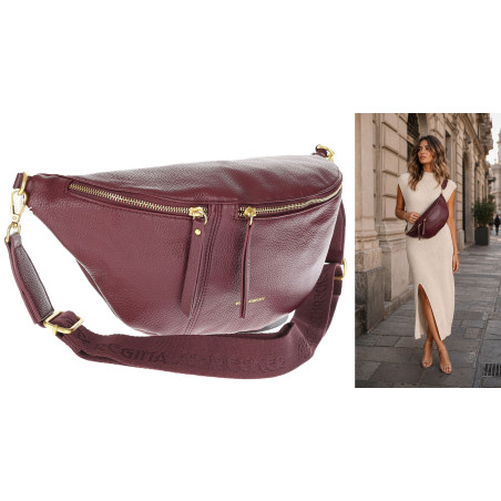 Torebka damska nerka listonoszka crossbody szeroki pasek RS941 Bordowa