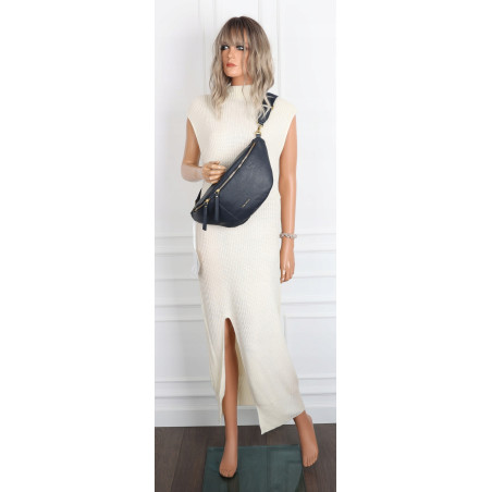 Torebka damska nerka listonoszka crossbody szeroki pasek RS941 Granatowa