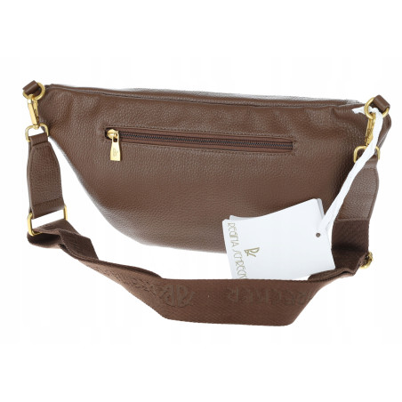 Torebka damska nerka listonoszka crossbody szeroki pasek RS941 Brązowa