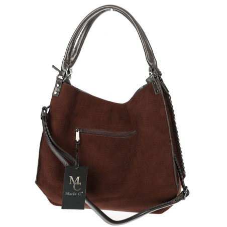 Torebka damska zamszowa worek shopper listonoszka MC790 Czekoladowa
