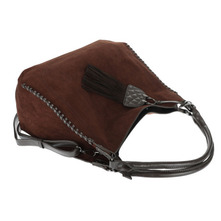 Torebka damska zamszowa worek shopper listonoszka MC790 Czekoladowa