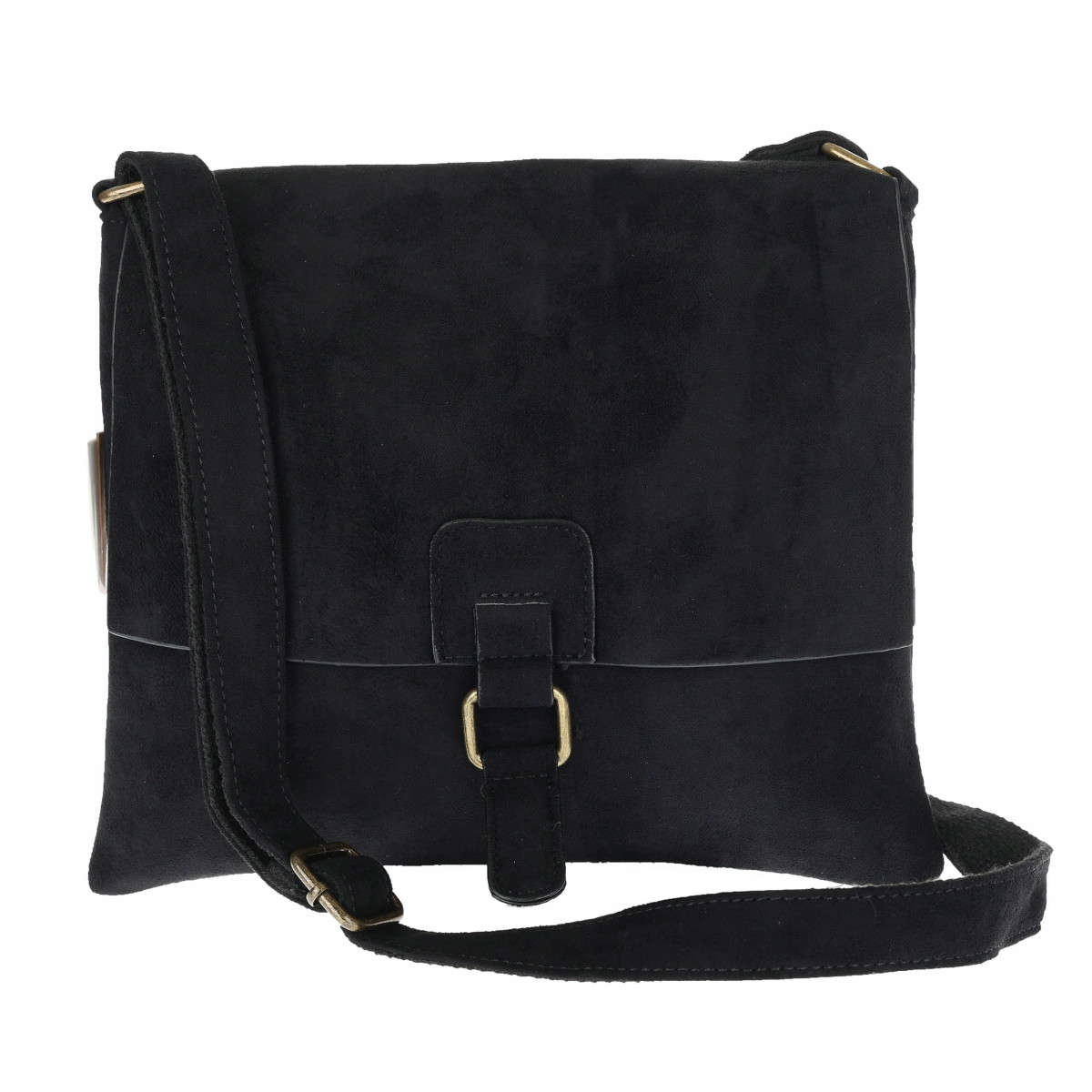 Torebka damska listonoszka mała pojemna zamszowa lekka torba L0840 Czarna