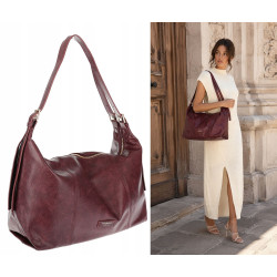 Torebka damska shopper A4 elegancka torba modna do pracy PJ272 Bordowa