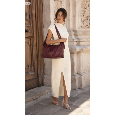 Torebka damska shopper A4 elegancka torba modna do pracy PJ272 Bordowa