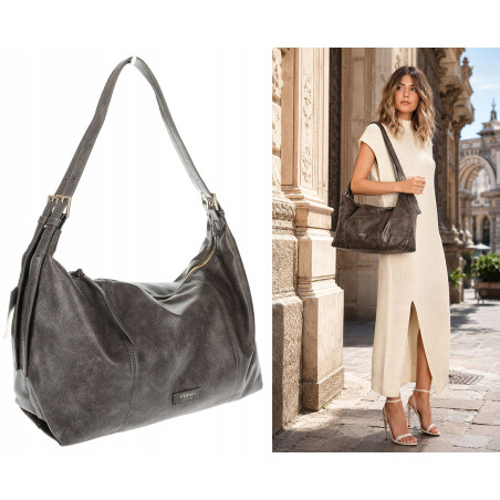 Torebka damska shopper A4 elegancka torba duża modna do pracy PJ272 Szara