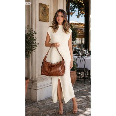 Torebka damska shopper A4 elegancka torba duża modna do pracy PJ272 Brązowa