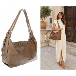 Torebka damska shopper A4 elegancka torba duża modna do pracy PJ272 Beżowa