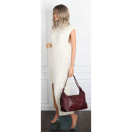 Torebka damska shopper A4 elegancka torba modna do pracy PJ272 Bordowa