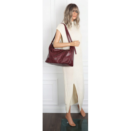 Torebka damska shopper A4 elegancka torba modna do pracy PJ272 Bordowa