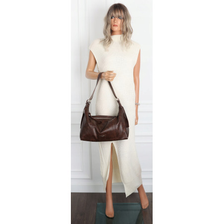 Torebka damska shopper A4 elegancka torba modna do pracy PJ272 Czekoladowa