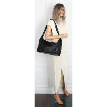 Torebka damska shopper A4 elegancka torba na ramię do pracy PJ272 Czarna