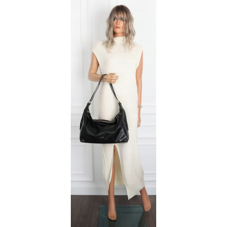 Torebka damska shopper A4 elegancka torba na ramię do pracy PJ272 Czarna