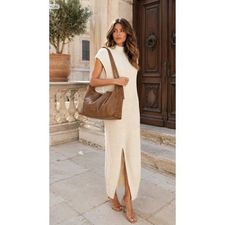 Torebka damska shopper A4 elegancka torba duża modna do pracy PJ272 Beżowa