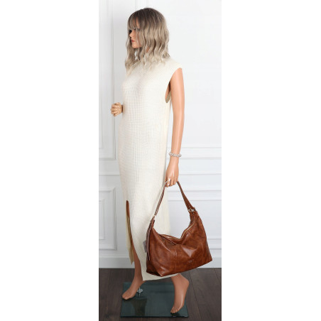 Torebka damska shopper A4 elegancka torba duża modna do pracy PJ272 Brązowa