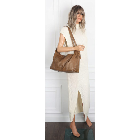 Torebka damska shopper A4 elegancka torba duża modna do pracy PJ272 Beżowa