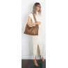 Torebka damska shopper A4 elegancka torba duża modna do pracy PJ272 Beżowa