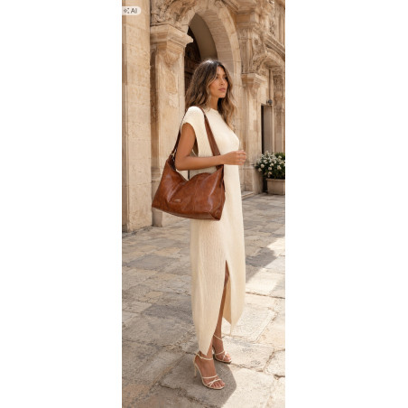 Torebka damska shopper A4 elegancka torba duża modna do pracy PJ272 Brązowa