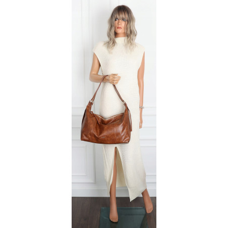 Torebka damska shopper A4 elegancka torba duża modna do pracy PJ272 Brązowa