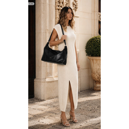 Torebka damska shopper A4 elegancka torba na ramię do pracy PJ272 Czarna