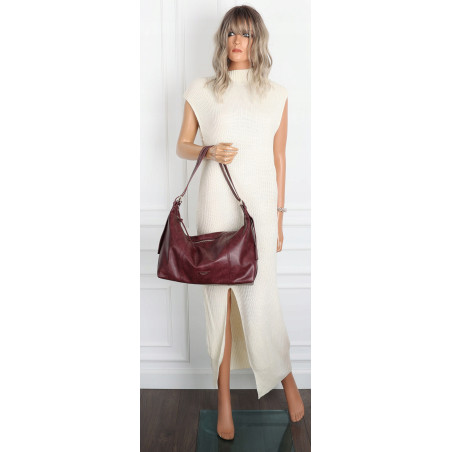 Torebka damska shopper A4 elegancka torba modna do pracy PJ272 Bordowa