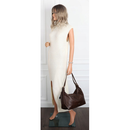 Torebka damska shopper A4 elegancka torba modna do pracy PJ272 Czekoladowa