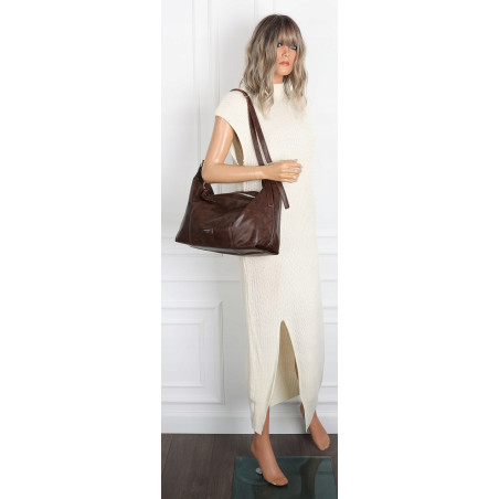 Torebka damska shopper A4 elegancka torba modna do pracy PJ272 Czekoladowa