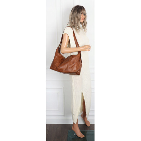 Torebka damska shopper A4 elegancka torba duża modna do pracy PJ272 Brązowa